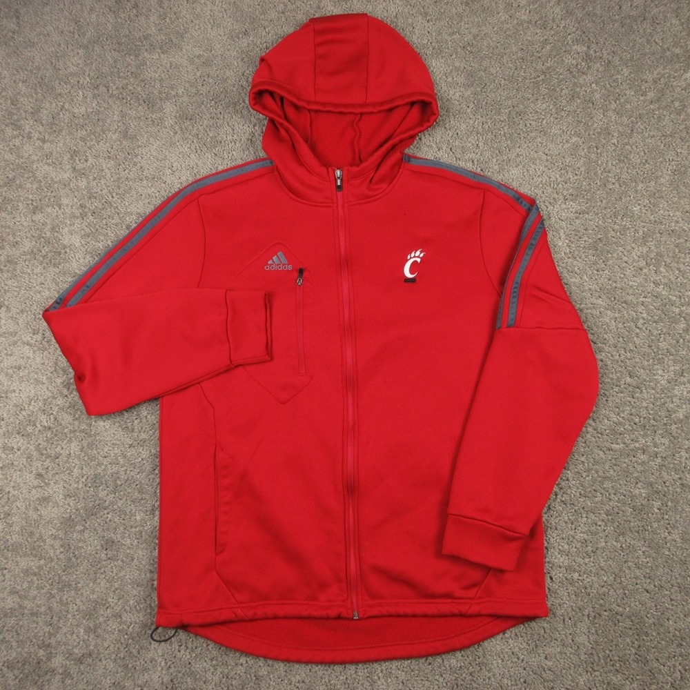 Cincinnati Bearcats Sweater Mens Large Red Full Zip Hoodie Sweatshirt Adidas
